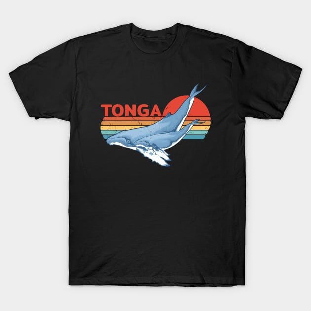 Humpback Whale Kingdom of Tonga Vintage Travel Design T-Shirt by NicGrayTees